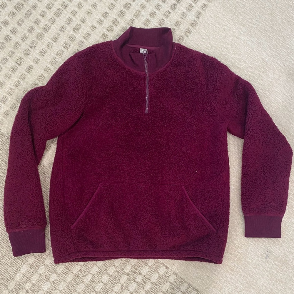 Athelta Girl Sherpa Burgundy half-Zip, XXL